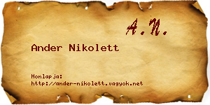 Ander Nikolett névjegykártya